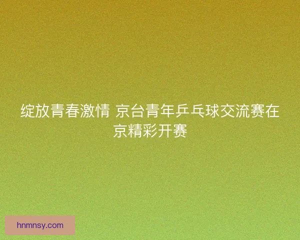 绽放青春激情 京台青年乒乓球交流赛在京精彩开赛