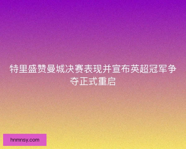 特里盛赞曼城决赛表现并宣布英超冠军争夺正式重启