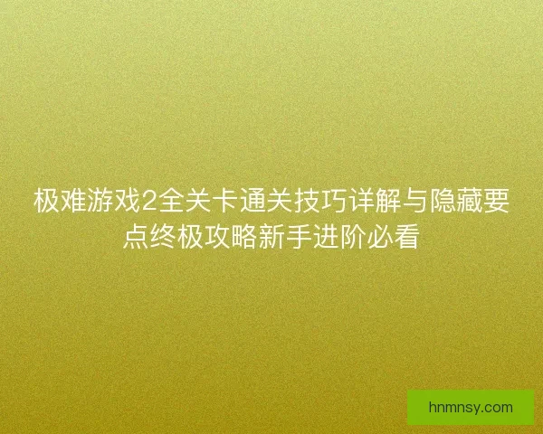 极难游戏2全关卡通关技巧详解与隐藏要点终极攻略新手进阶必看